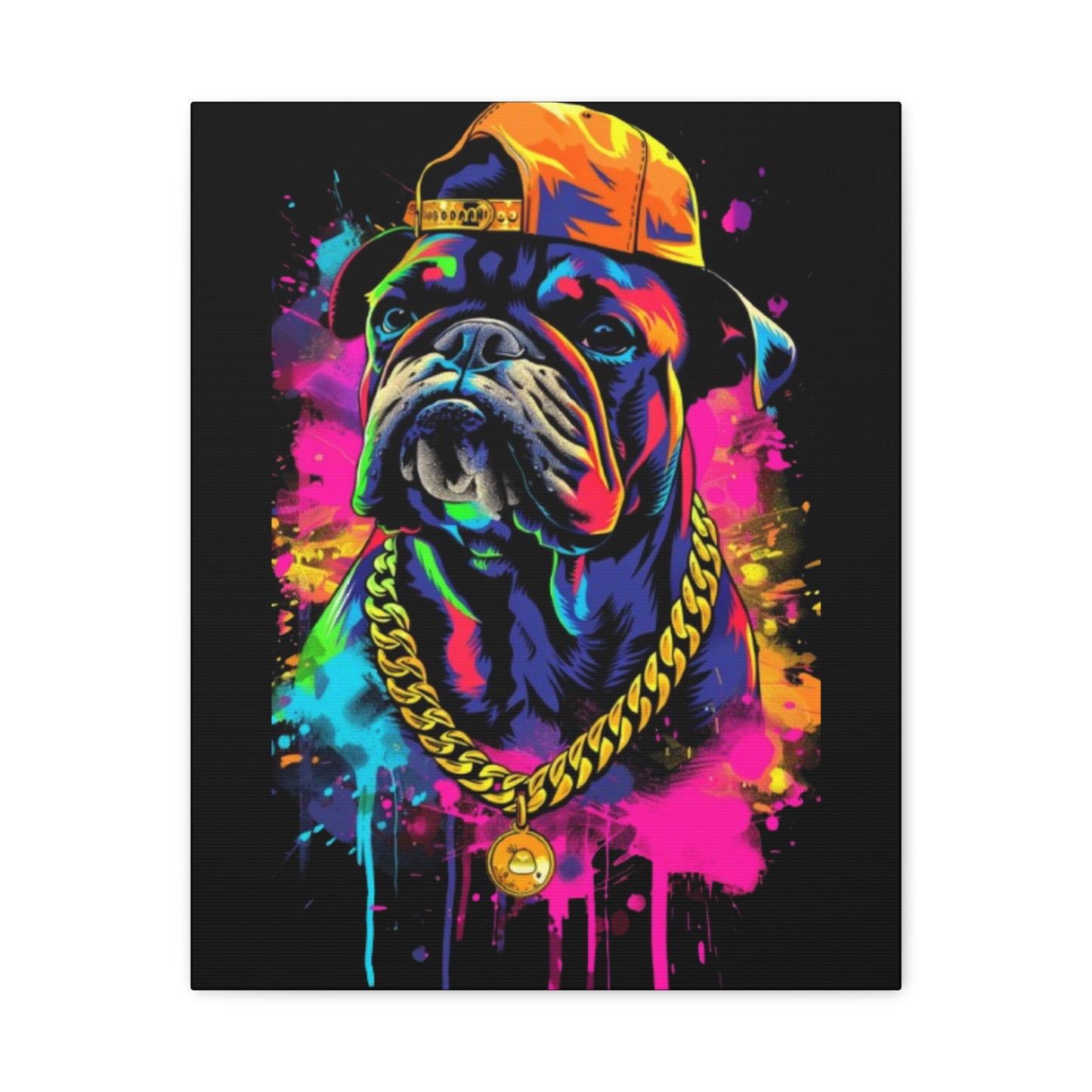 Vibrant Dog In Chain Canvas Print - VYBE Shop