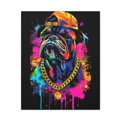 Vibrant Dog In Chain Canvas Print - VYBE Shop