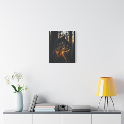 Cat Silhouette Wall Art - Forest Sunset Canvas Decor, Animal Lover Gift, Home Decoration, Nature Inspired Art, Cat Aesthetic - VYBE Shop