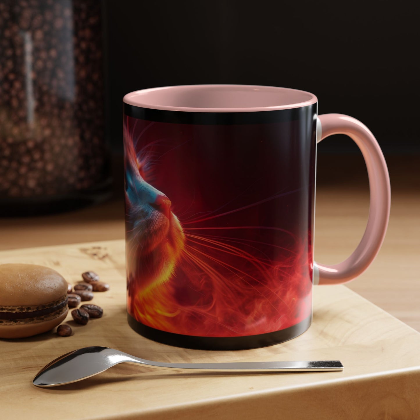 Cosmic Cat Coffee Mug - Vibrant Colorful Design, Cat Lover Gift, Unique Accented Mug, Pet Owner Gift, Cosmic Art Drinkware - VYBE