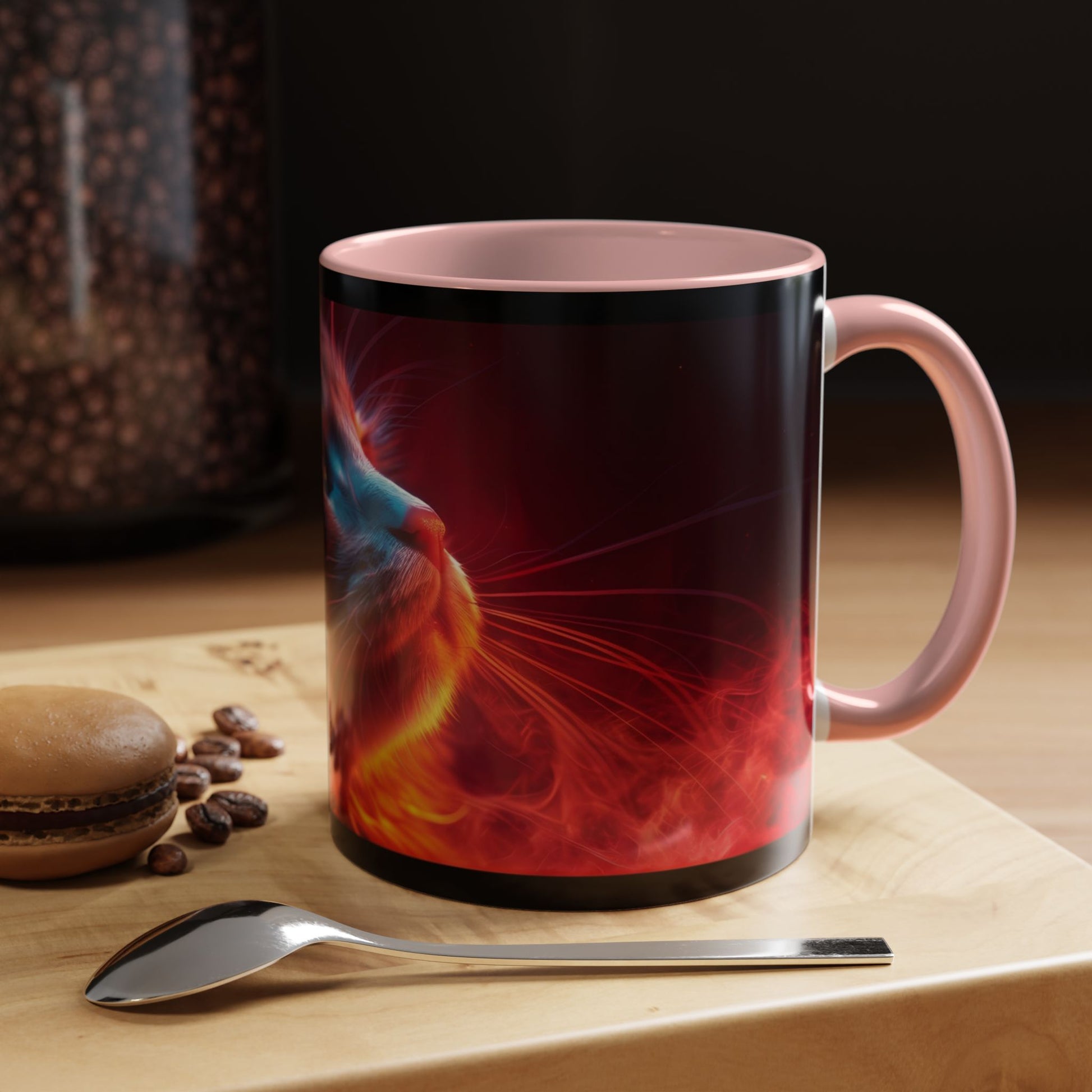 Cosmic Cat Coffee Mug - Vibrant Colorful Design, Cat Lover Gift, Unique Accented Mug, Pet Owner Gift, Cosmic Art Drinkware - VYBE