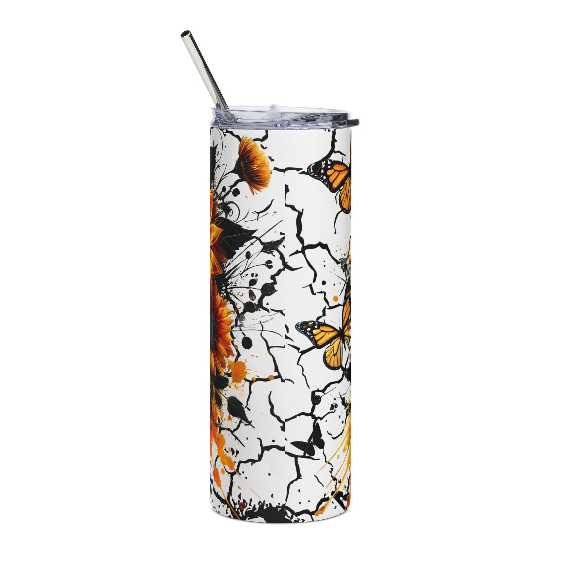 Skull and Sunflower Stainless Steel Tumbler | 20oz Travel Mug | Gifts for Her | Halloween Decor | Summer Vibes | Eco-Friendly Drinkware - VYBE