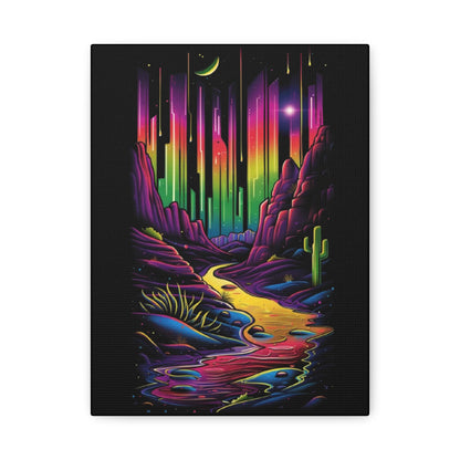 Neon Nature Canvas Art, Wall Decor, Colorful Landscape, Bohemian Home Decor, Gift for Art Lovers, Unique Wall Hanging - VYBE Shop
