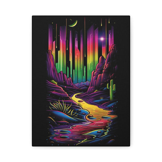 Neon Nature Canvas Art, Wall Decor, Colorful Landscape, Bohemian Home Decor, Gift for Art Lovers, Unique Wall Hanging - VYBE Shop