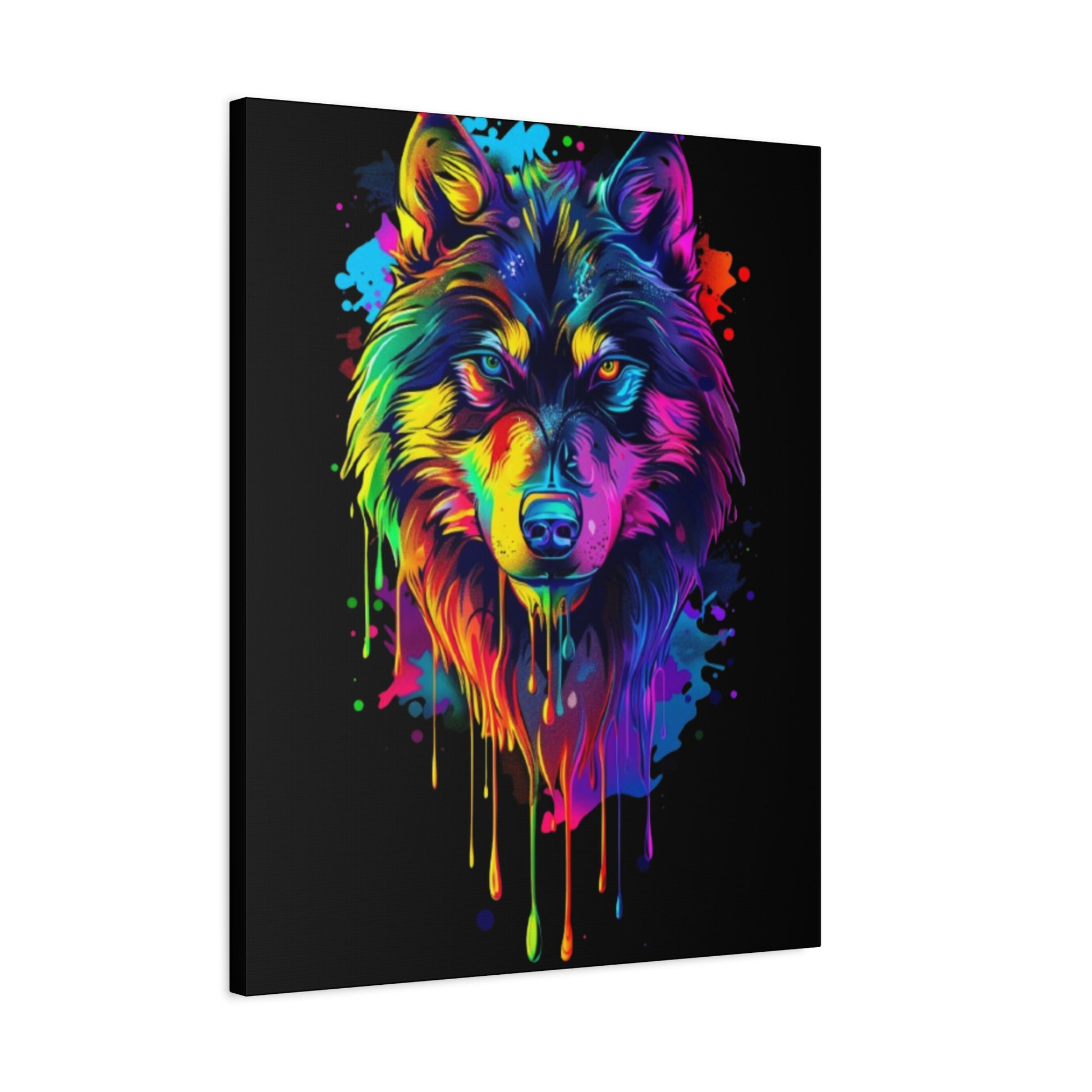 Neon Wolf Canvas Wall Art, Colorful Animal Decor, Home Office Decoration, Unique Gift for Nature Lovers, Modern Art Print, Wildlife [...] - VYBE Shop