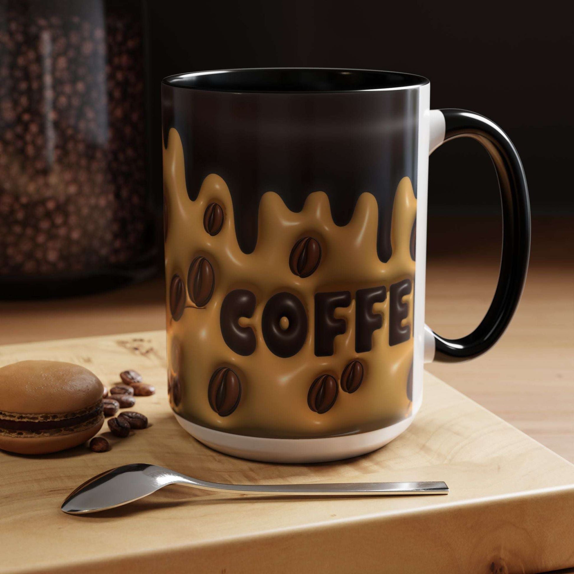 Coffee Lover's Accent Mug - Inflated 3D Design. 11oz or 15oz - VYBE