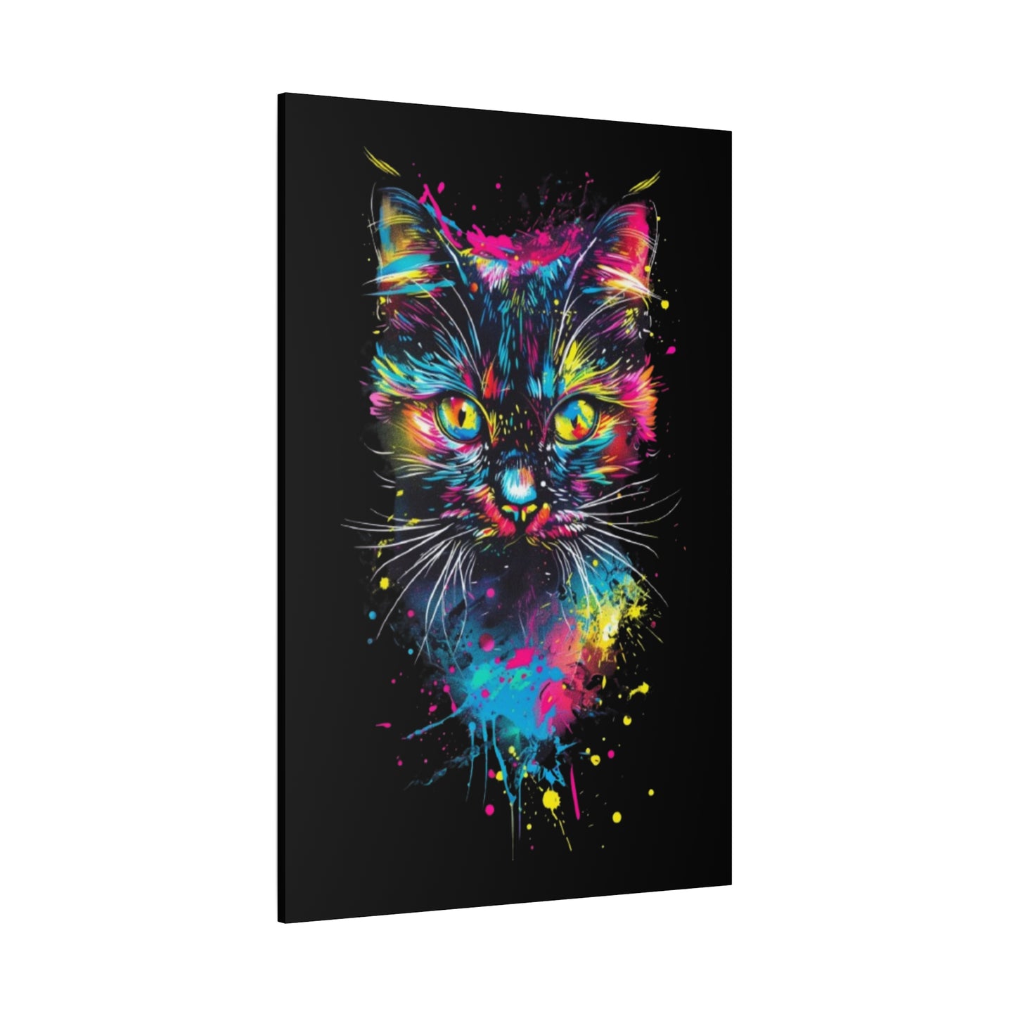 Vibrant Cat Art Canvas Wall Decor, Colorful Cat Portrait, Animal Wall Art, Cat Lover Gift, Home Decor - VYBE Shop