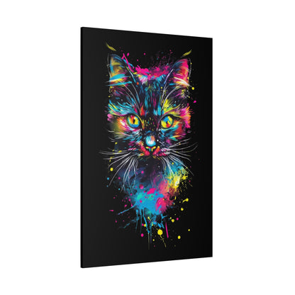 Vibrant Cat Art Canvas Wall Decor, Colorful Cat Portrait, Animal Wall Art, Cat Lover Gift, Home Decor - VYBE Shop