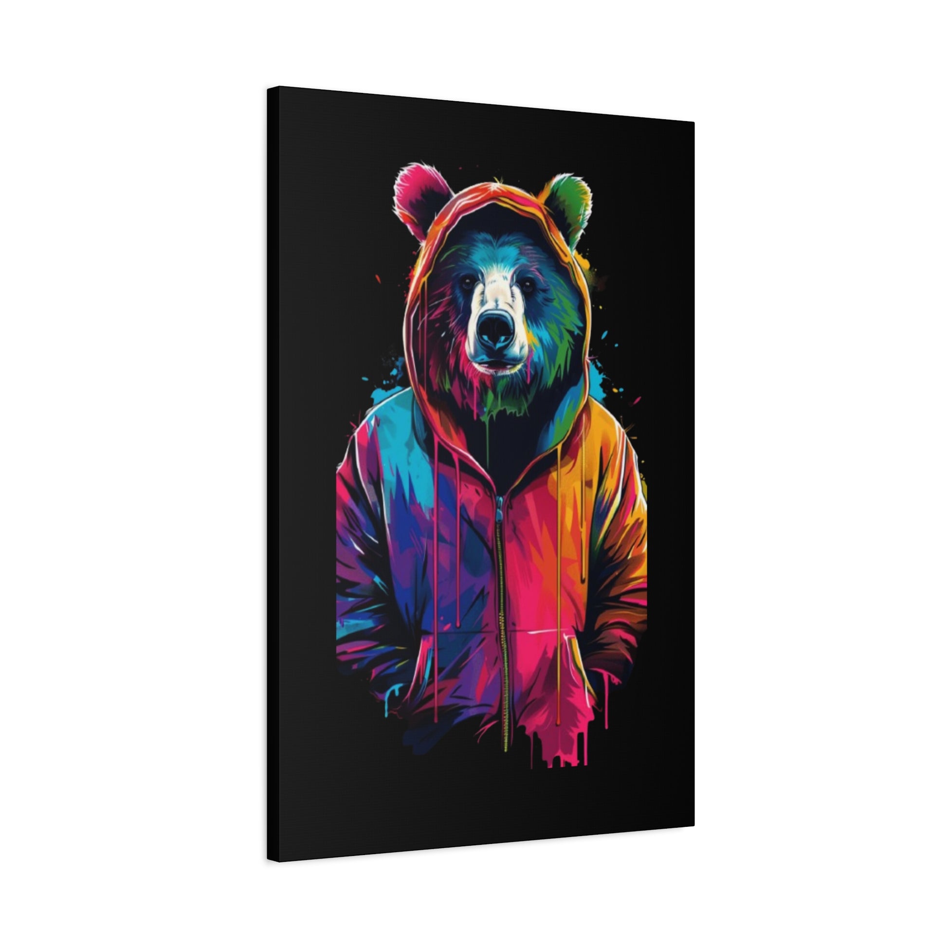 Vibrant Bear Canvas Art, Colorful Wall Decor, Modern Animal Painting, Home Aesthetic, Unique Gift Idea, Wildlife Lover Decor - VYBE Shop