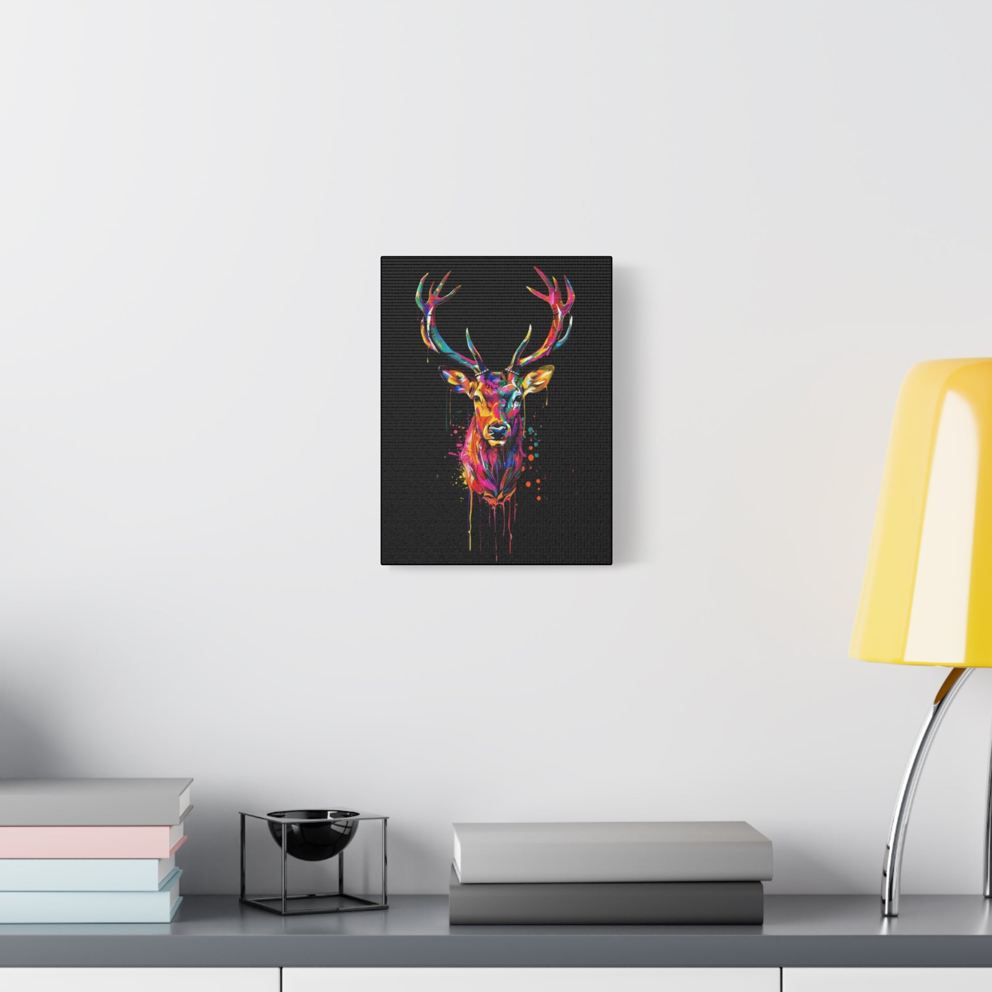 Neon Deer Design Matte Canvas Framed Print - VYBE Shop