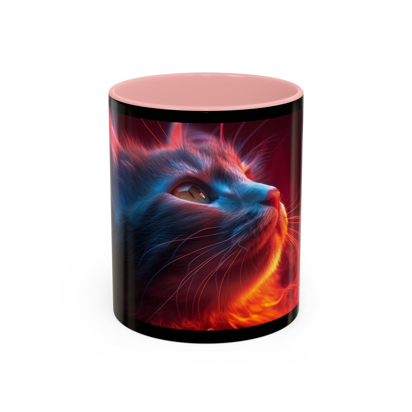 Cosmic Cat Coffee Mug - Vibrant Colorful Design, Cat Lover Gift, Unique Accented Mug, Pet Owner Gift, Cosmic Art Drinkware - VYBE