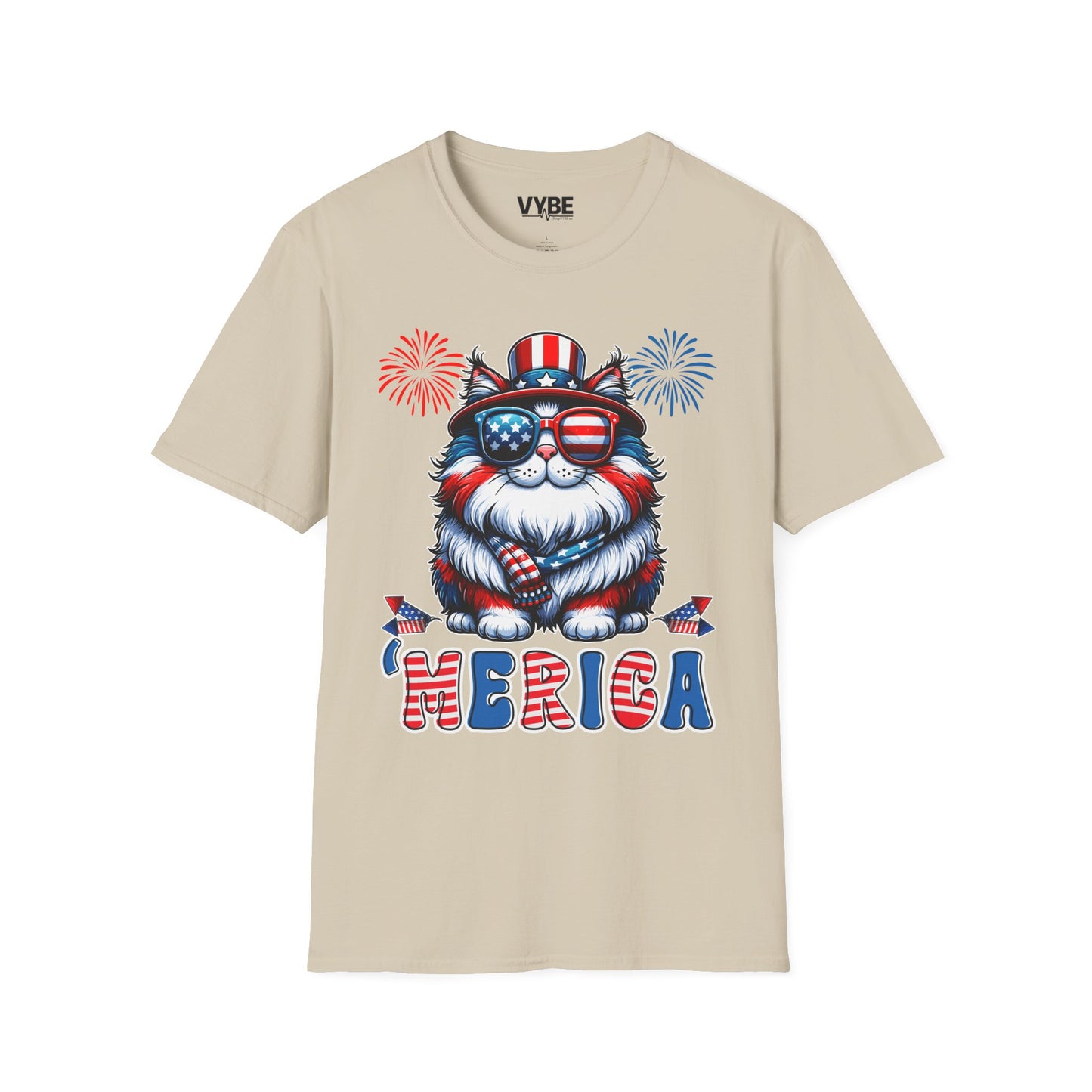 Patriotic 'Merica Cat T-Shirt - VYBE