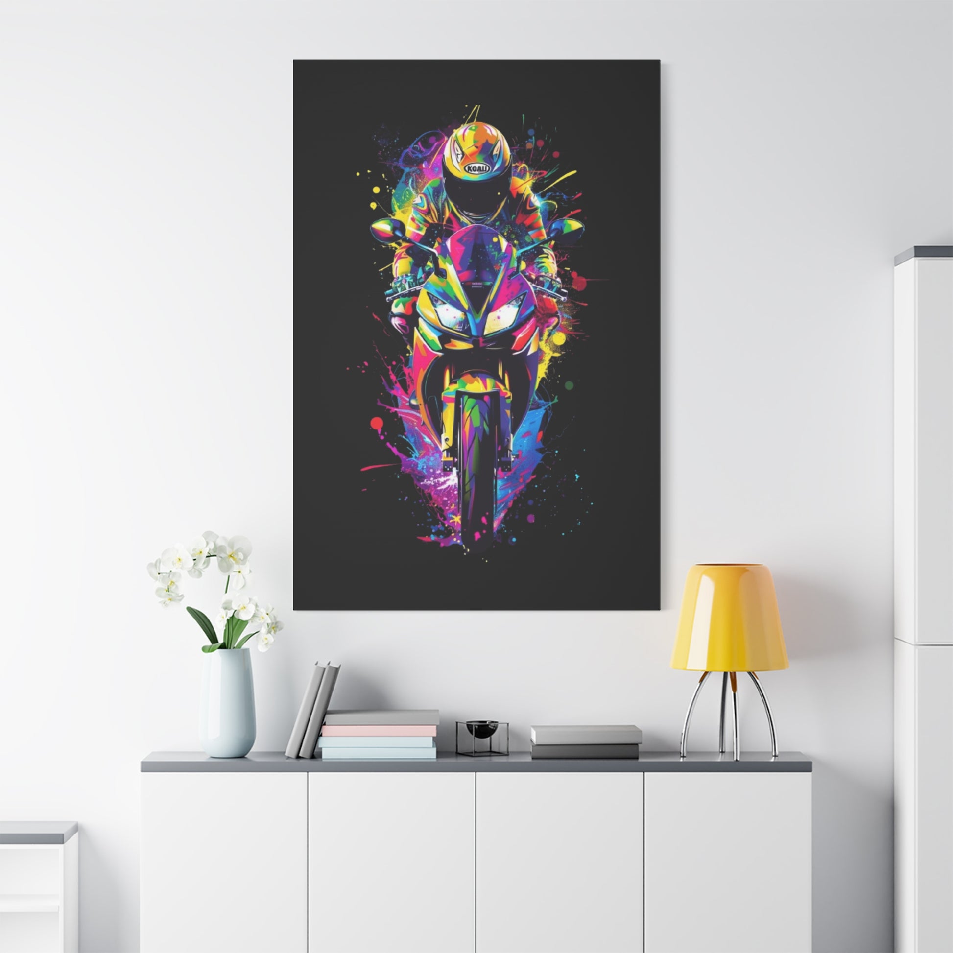 Neon Motorcycle Canvas Art, Perfect for Bikers, Home Decor, Gifts for Riders, Colorful Wall Art, Bike Lover's Gift - VYBE Shop