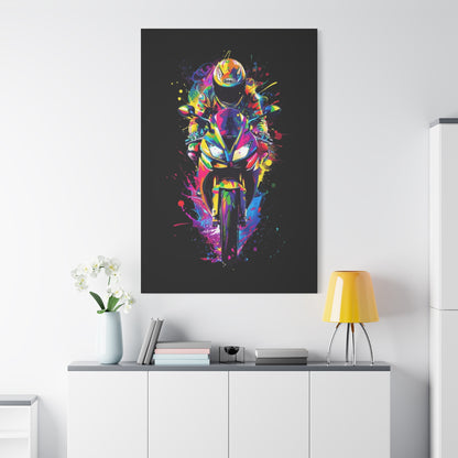 Neon Motorcycle Canvas Art, Perfect for Bikers, Home Decor, Gifts for Riders, Colorful Wall Art, Bike Lover's Gift - VYBE Shop