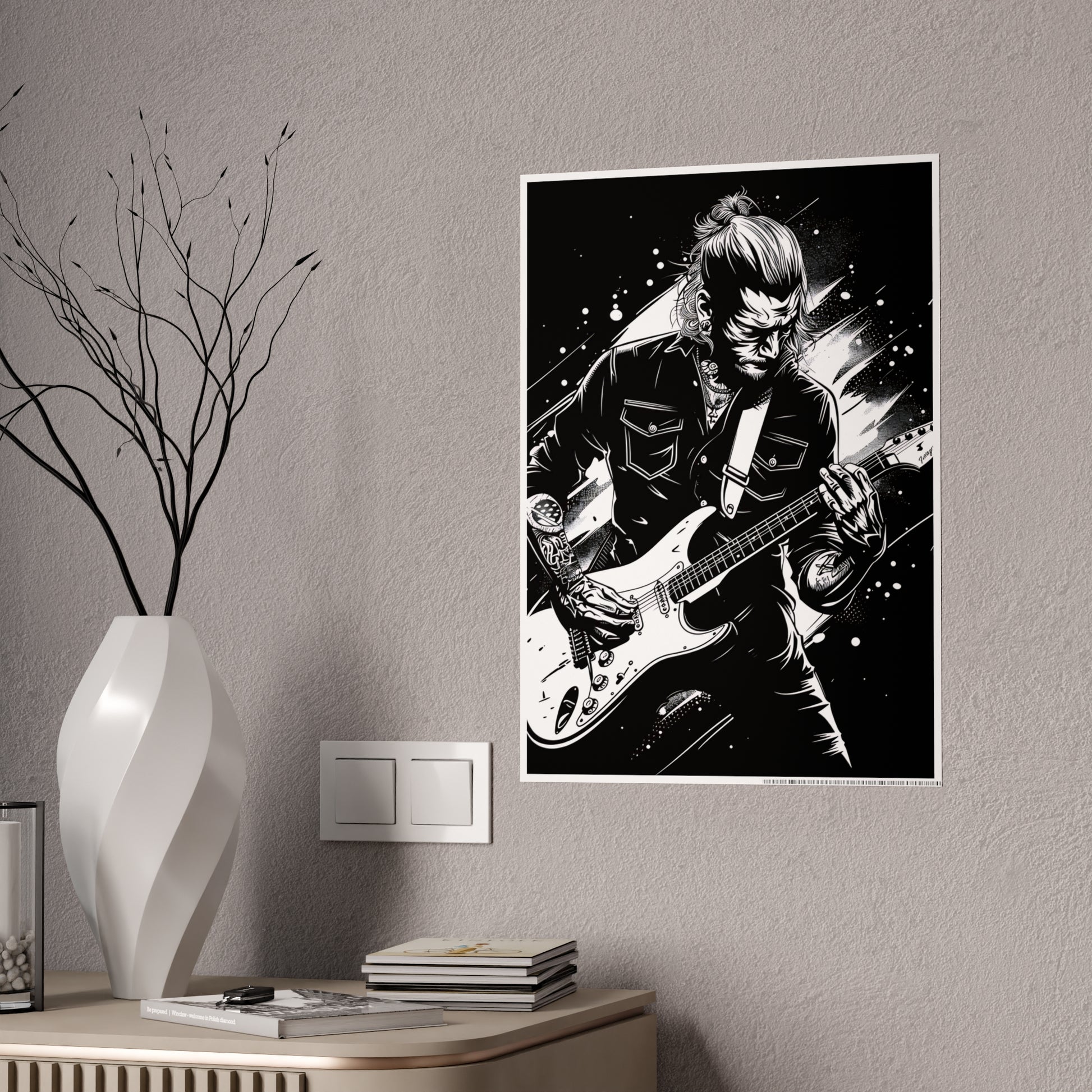 Rock Rockstar Gloss Poster - Rock Music Wall Art Décor, Black and White Art Print for Musicians, Aesthetic Living Room Gift - VYBE Shop