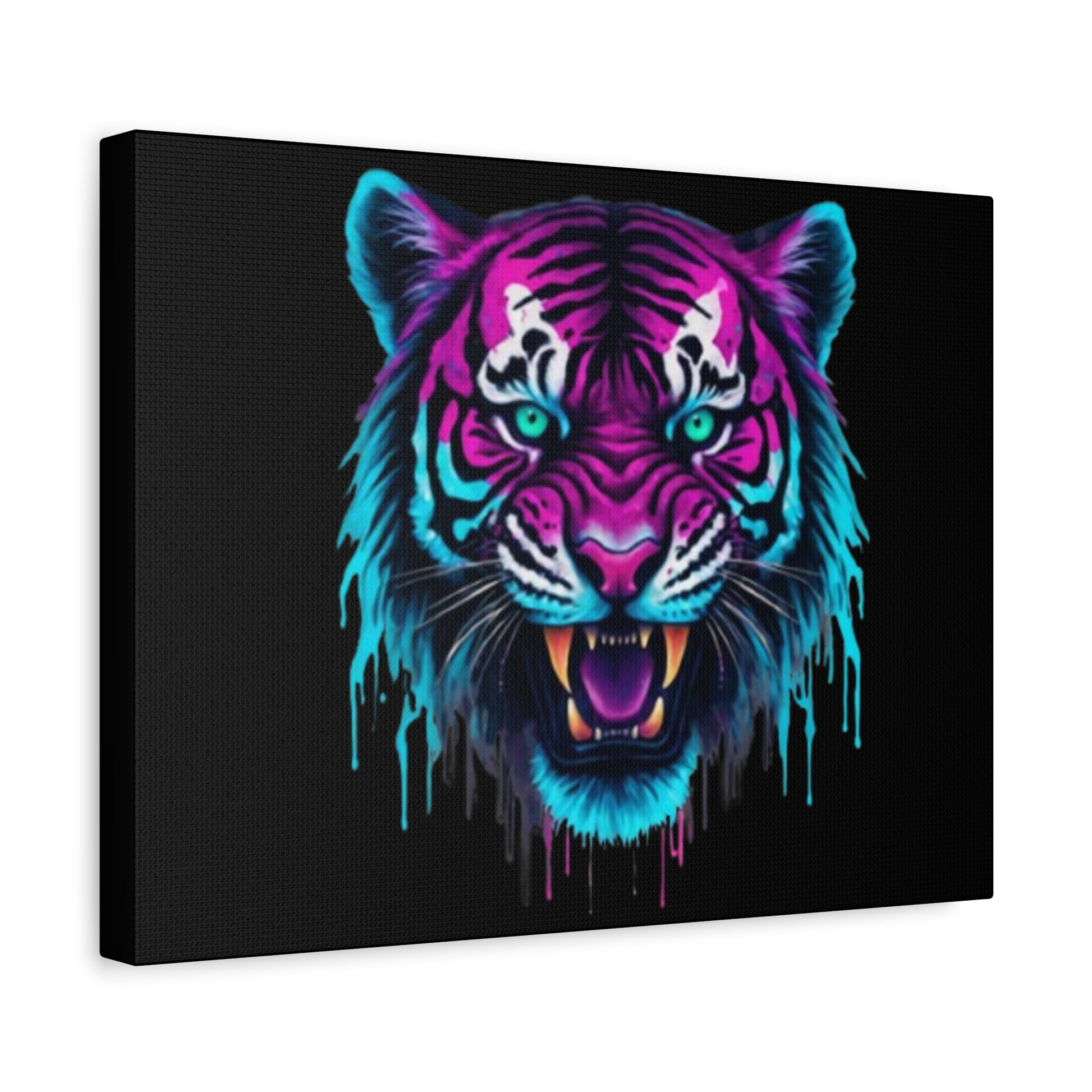 Neon Tiger Canvas Art, Wall Decor, Colorful Animal Artwork, Home Interior, Gift for Animal Lovers, Unique Wall Hanging - VYBE Shop