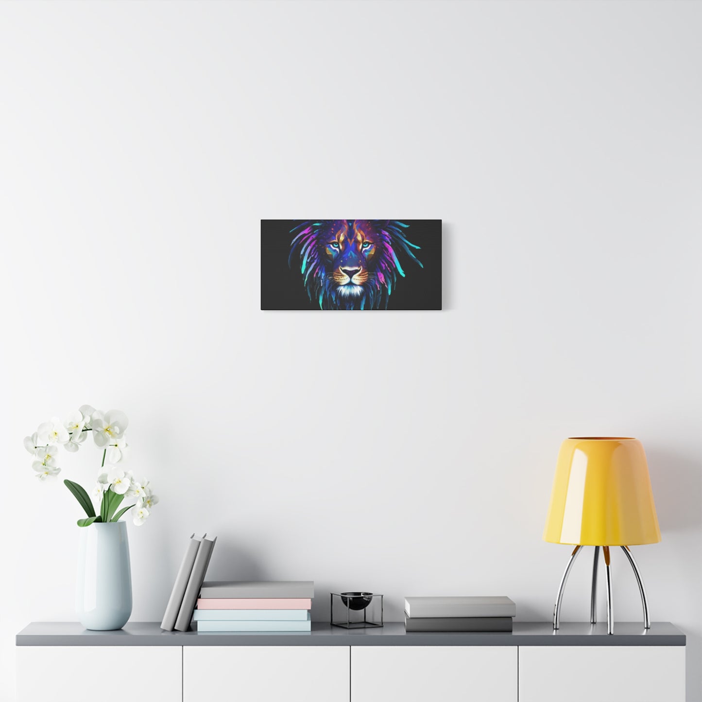 Neon Lion Canvas Wall Art, Colorful Home Decor, Animal Lover Gift, Jungle Theme Room Decoration, Unique Artwork for Living Room, [...] - VYBE Shop