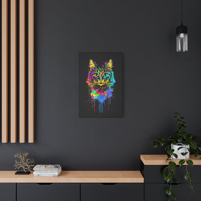 Neon Cat Design Matte Canvas Framed Print - VYBE Shop