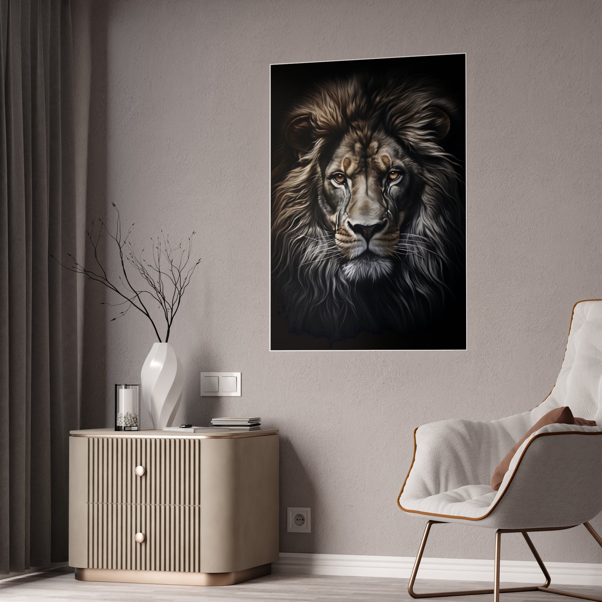Lion Majestic Lion Wall Art, Animal Gloss Poster, Home Decor Gift for Wildlife Lovers, Office Wall Hanging - VYBE Shop
