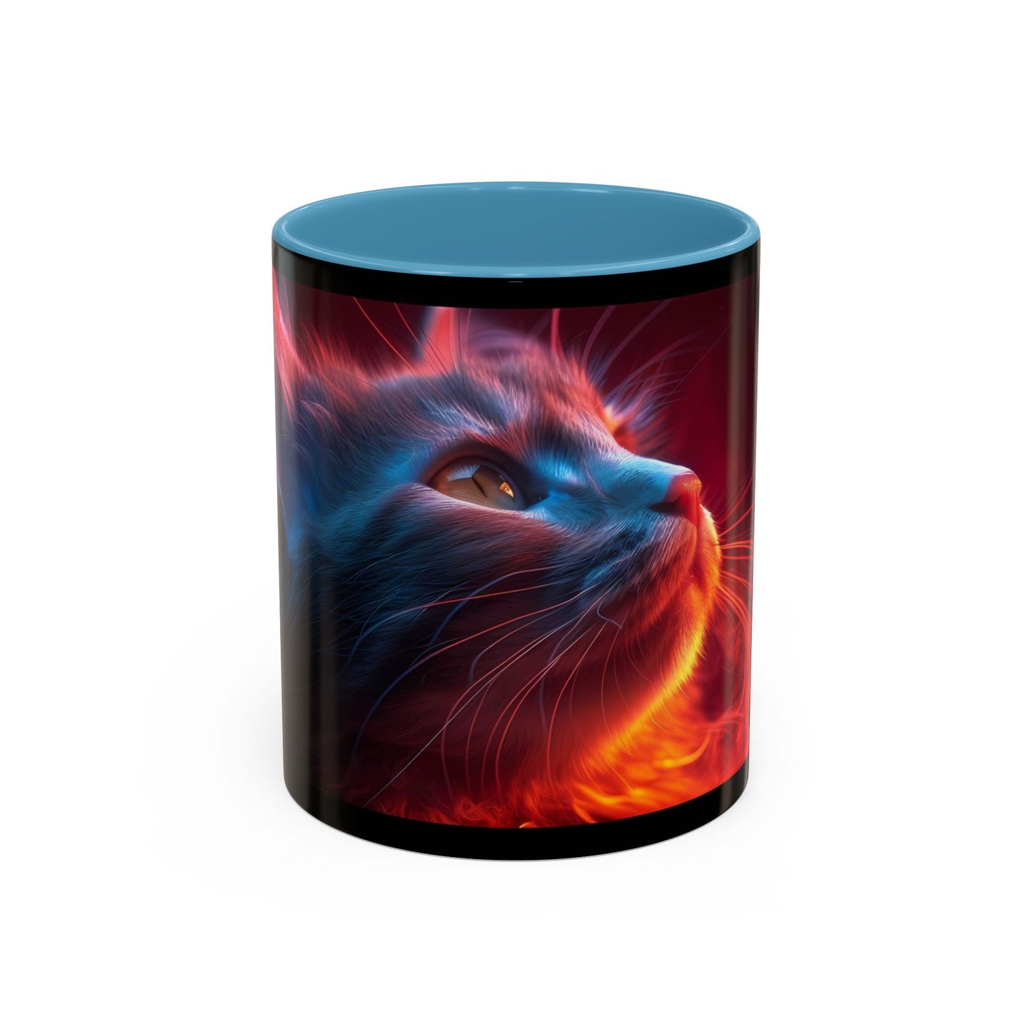 Cosmic Cat Coffee Mug - Vibrant Colorful Design, Cat Lover Gift, Unique Accented Mug, Pet Owner Gift, Cosmic Art Drinkware - VYBE