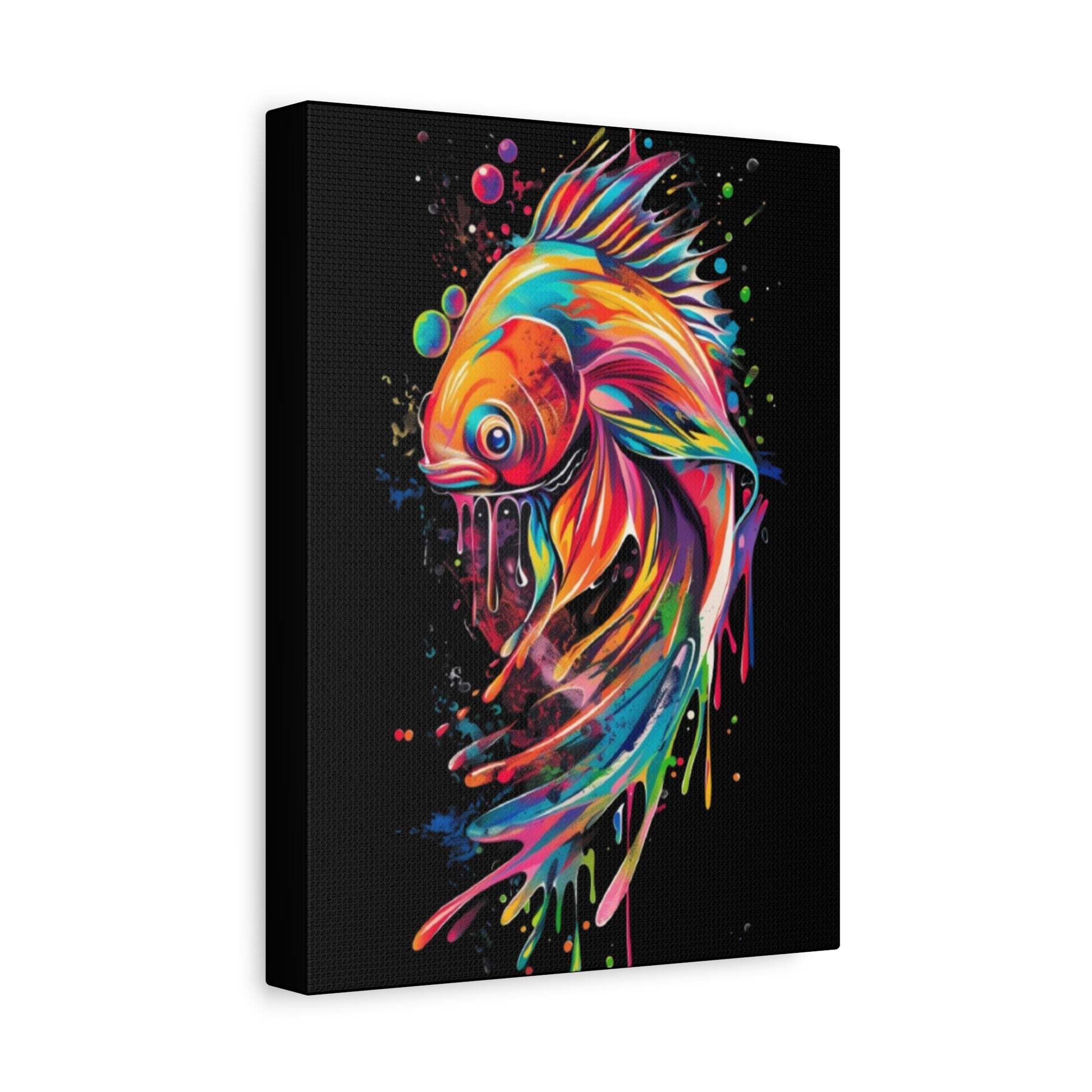 Neon Fish Canvas Art, Colorful Wall Decor, Artistic Home Accent, Gift for Fish Lovers, Unique Ocean Decor, Bright and Cheerful Wall Art - VYBE Shop
