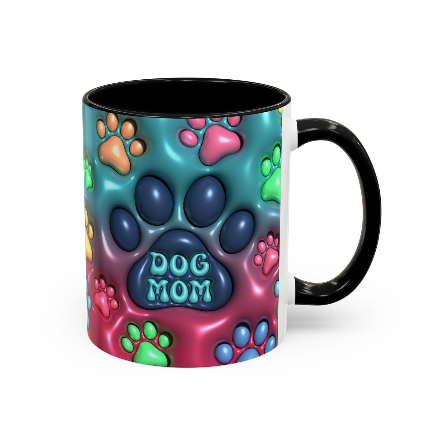 Colorful Dog Mom Coffee Mug, Inflated 3d Design, 11Oz or 15Oz - VYBE