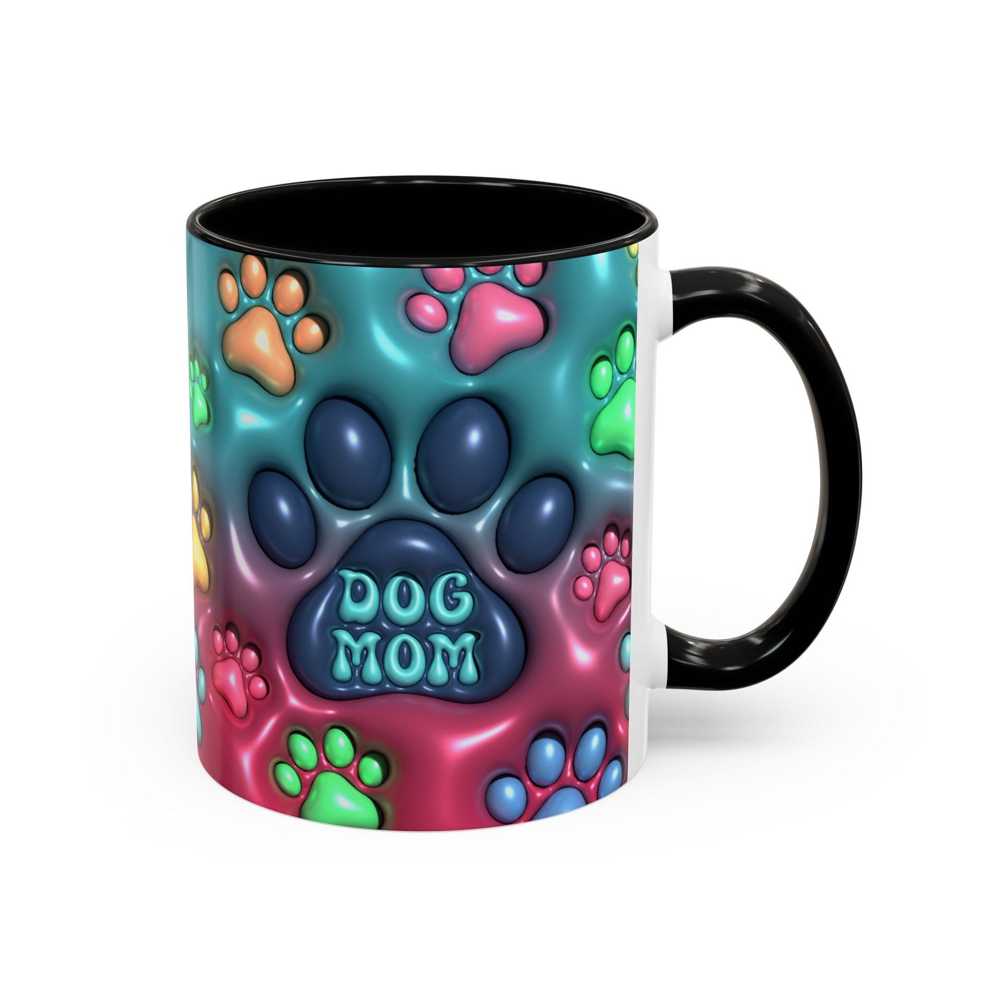 Colorful Dog Mom Coffee Mug, Inflated 3d Design, 11Oz or 15Oz - VYBE