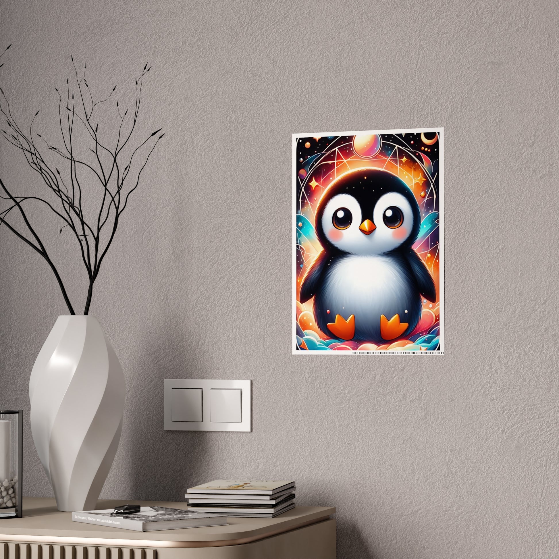 Whimsical Penguin Art Poster, Colorful Wall Decor - VYBE Shop