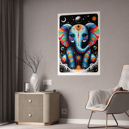 Vibrant Elephant Art Poster, Glossy Wall Decor - VYBE Shop