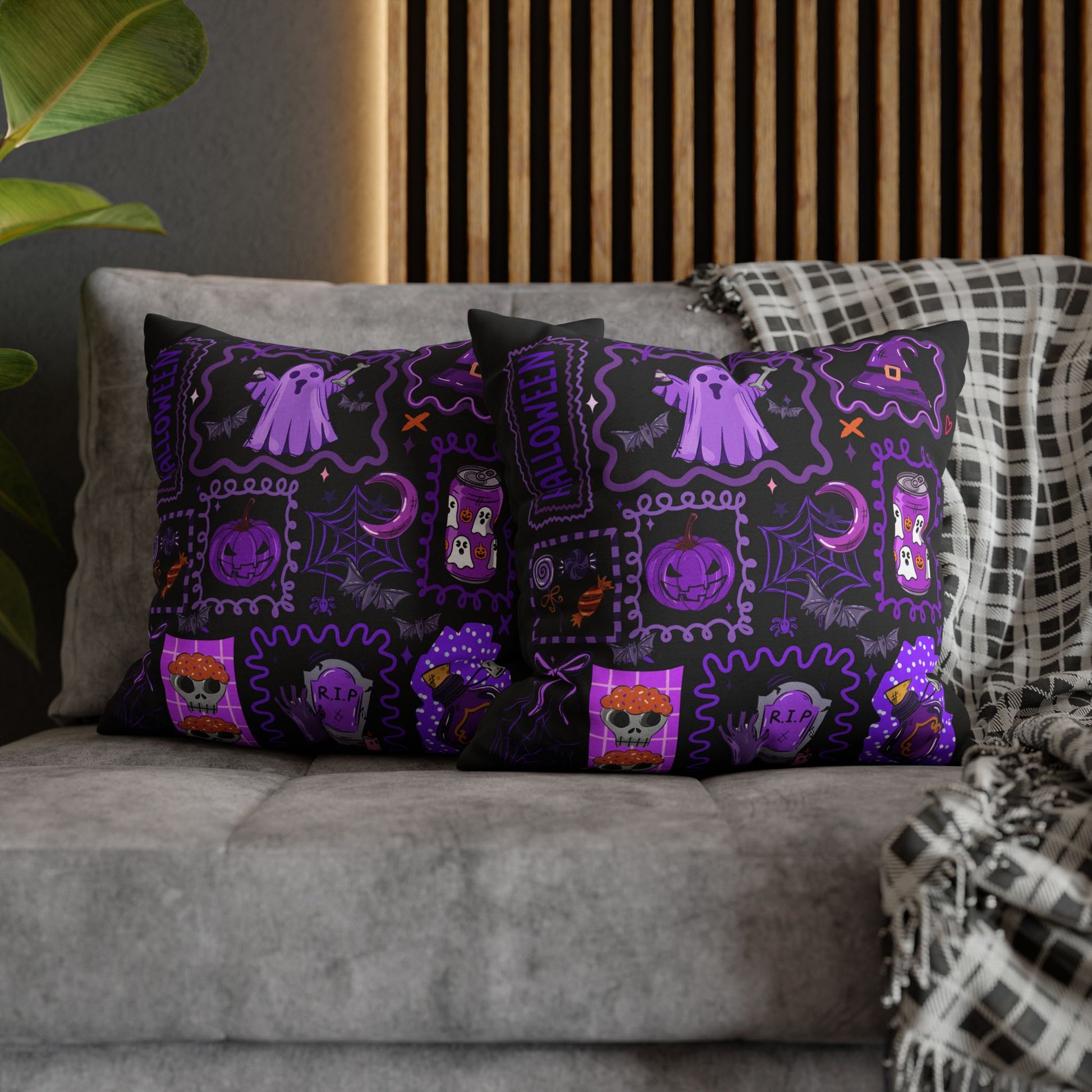 Halloween Pillowcase - Spooky Home Decor Cushion Cover with Ghost and Pumpkin Design - VYBE Shop