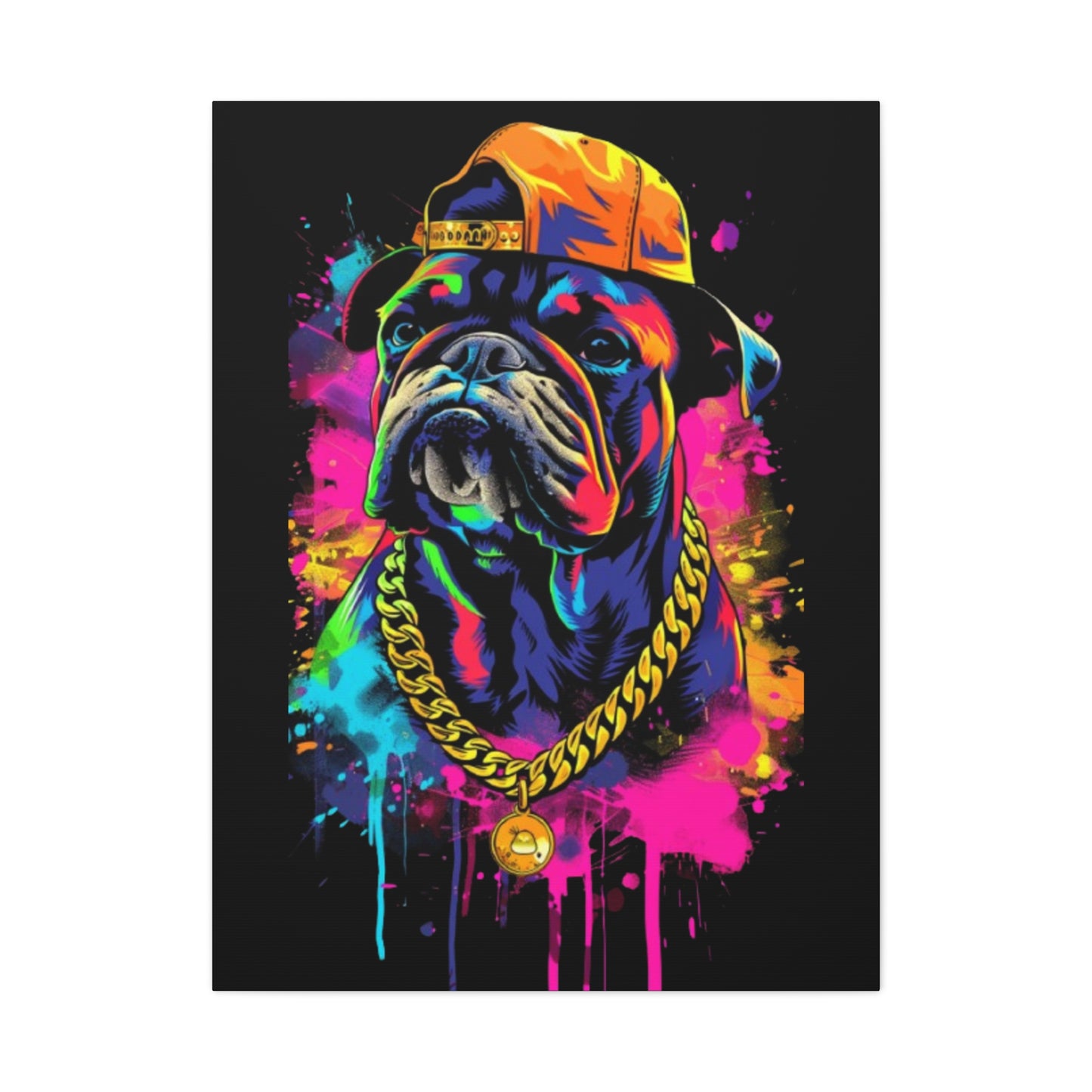 Vibrant Dog In Chain Canvas Print - VYBE Shop