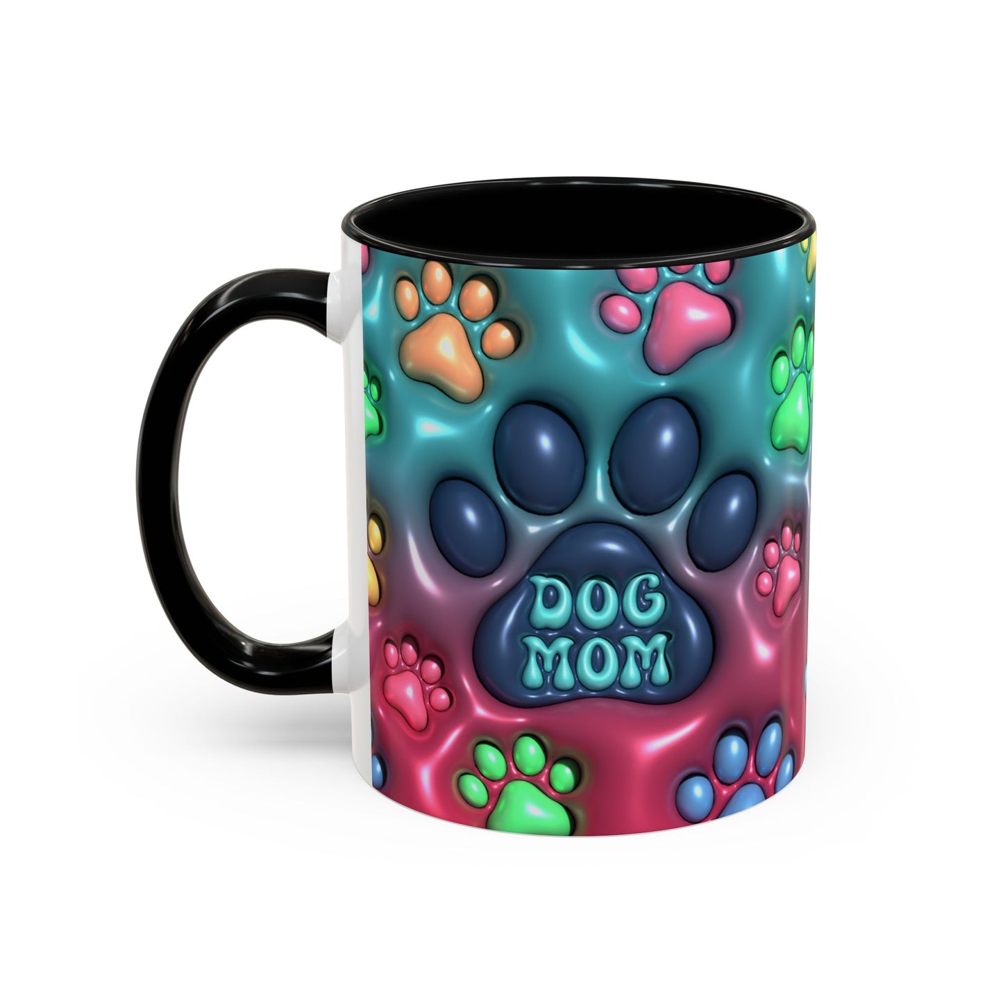 Colorful Dog Mom Coffee Mug, Inflated 3d Design, 11Oz or 15Oz - VYBE