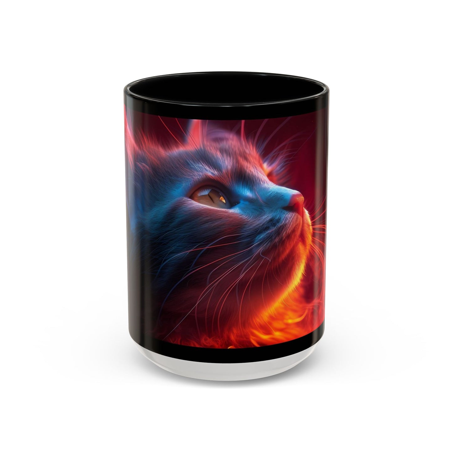 Cosmic Cat Coffee Mug - Vibrant Colorful Design, Cat Lover Gift, Unique Accented Mug, Pet Owner Gift, Cosmic Art Drinkware - VYBE