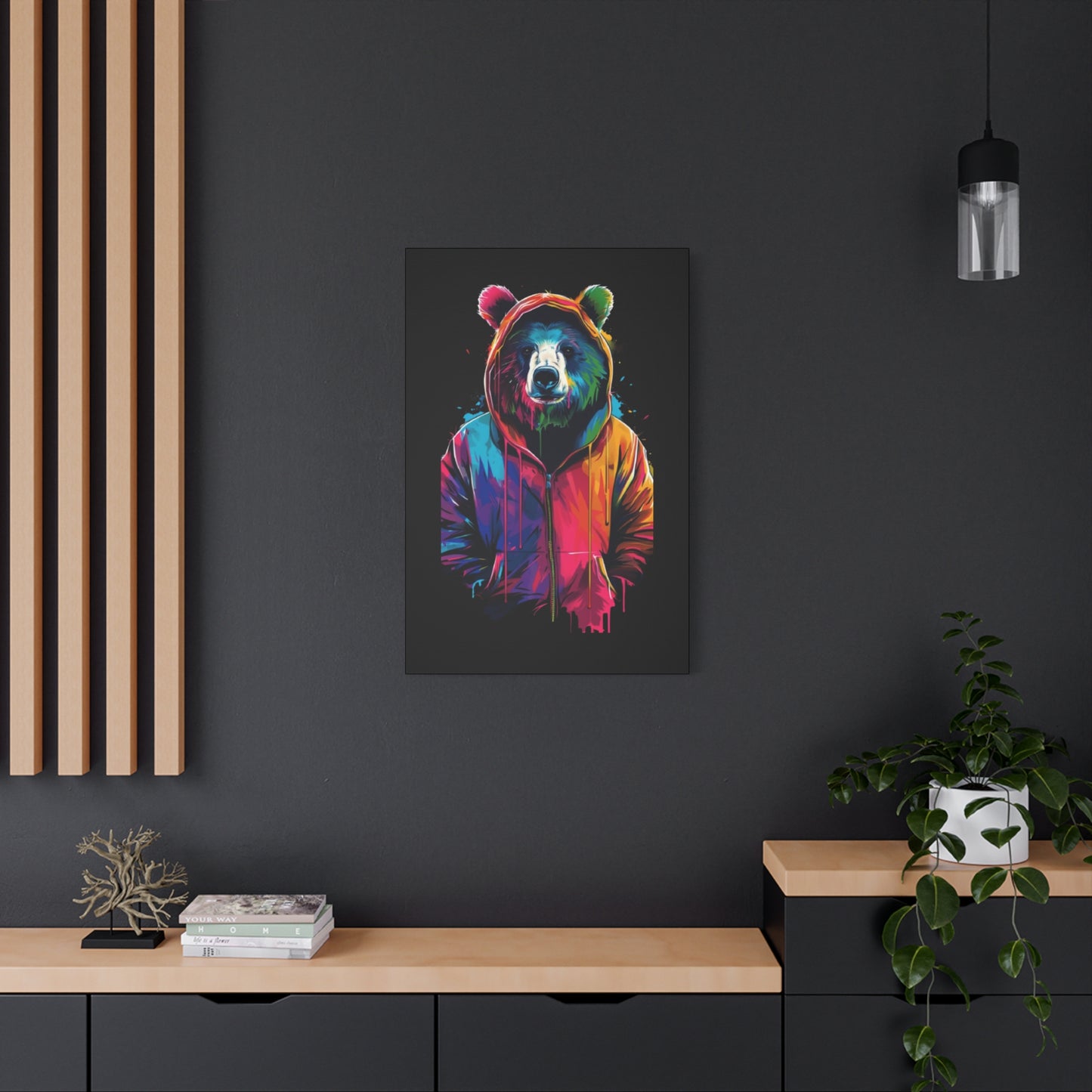 Vibrant Bear Canvas Art, Colorful Wall Decor, Modern Animal Painting, Home Aesthetic, Unique Gift Idea, Wildlife Lover Decor - VYBE Shop