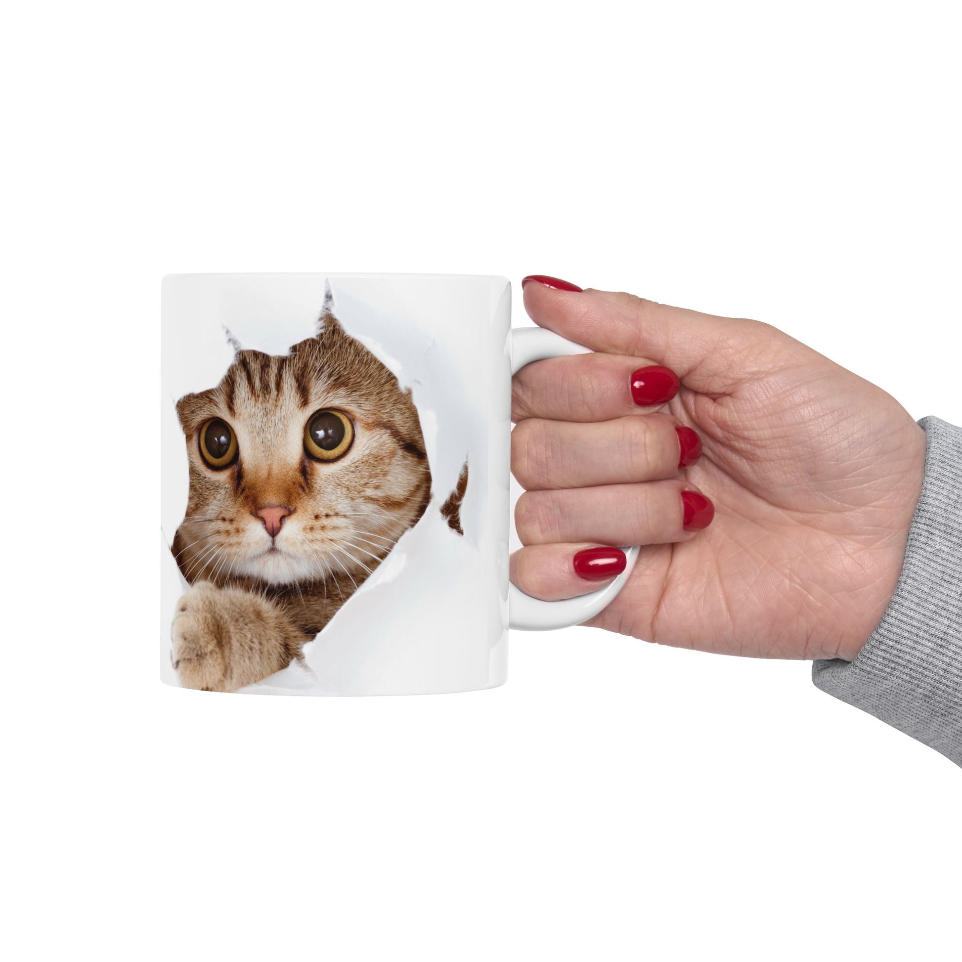 Cute Cat Ceramic Mug | Peek-a-Boo Design | Adorable Gifts for Cat Lovers | 11oz & 15oz Options - VYBE Shop