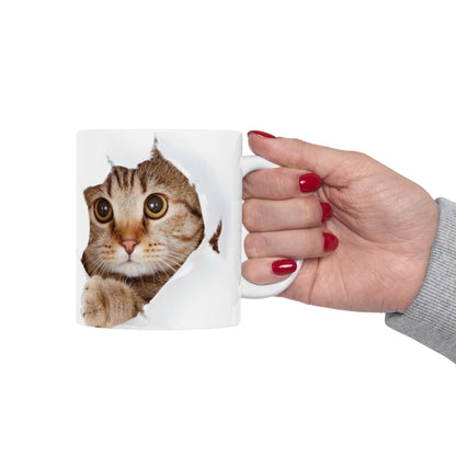 Cute Cat Ceramic Mug | Peek-a-Boo Design | Adorable Gifts for Cat Lovers | 11oz & 15oz Options - VYBE Shop
