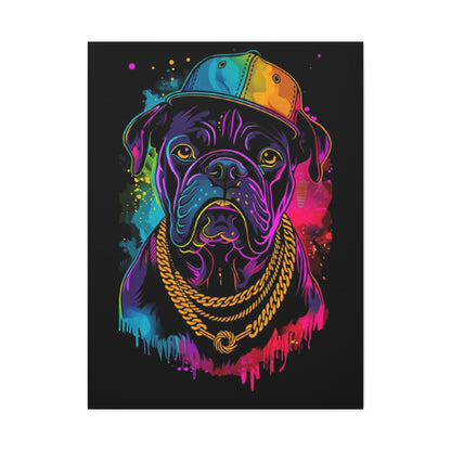 Neon Dog In Chain Matte Canvas, Stretched, 1.25" - VYBE Shop