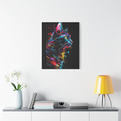 Neon Cat Design Matte Canvas Framed Print - VYBE Shop