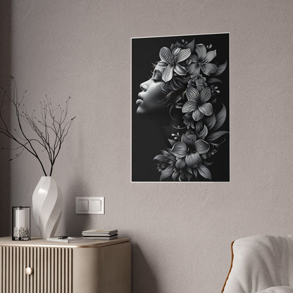 AfroArt Floral Portrait Poster - Elegant Floral Portrait Gloss Wall Art Print - VYBE Shop