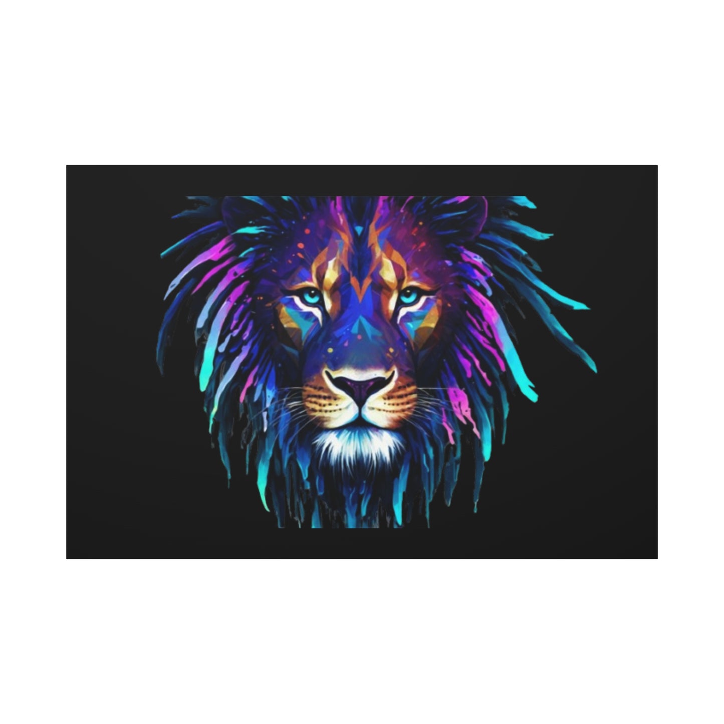 Neon Lion Canvas Wall Art, Colorful Home Decor, Animal Lover Gift, Jungle Theme Room Decoration, Unique Artwork for Living Room, [...] - VYBE Shop