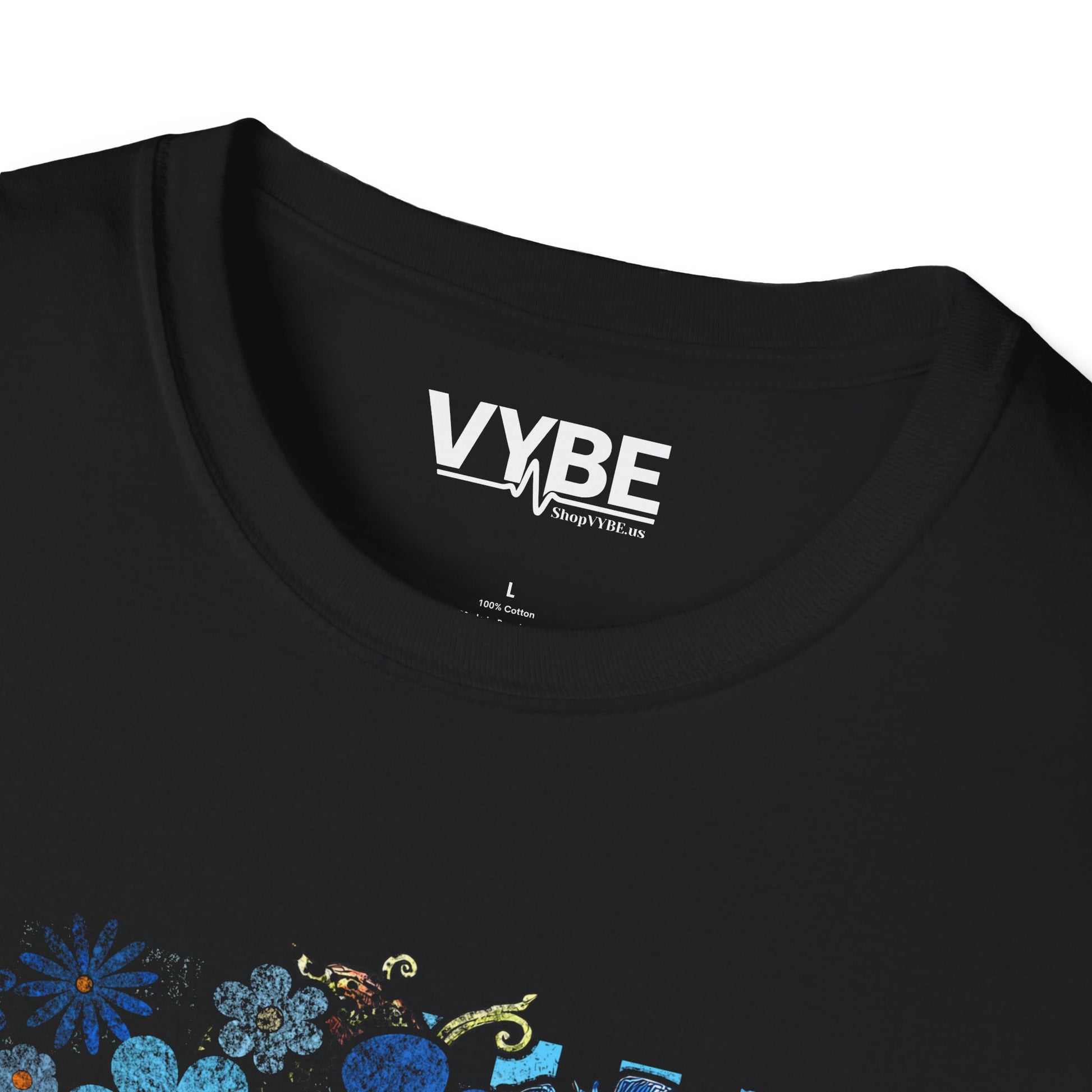 Floral Blue Vibe Fall T-Shirt - VYBE