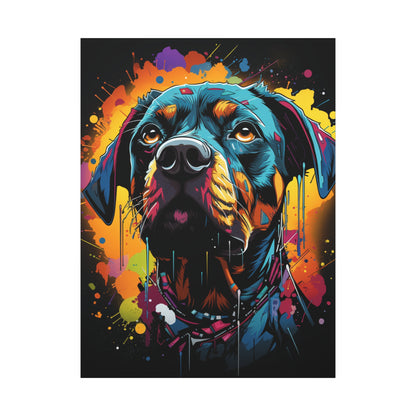 Neon Dog Art Canvas Print, Pet Memorial Decoration, Colorful Wall Art, Rottweiler Decor, Animal Lover Gift, Statement Artwork - VYBE Shop