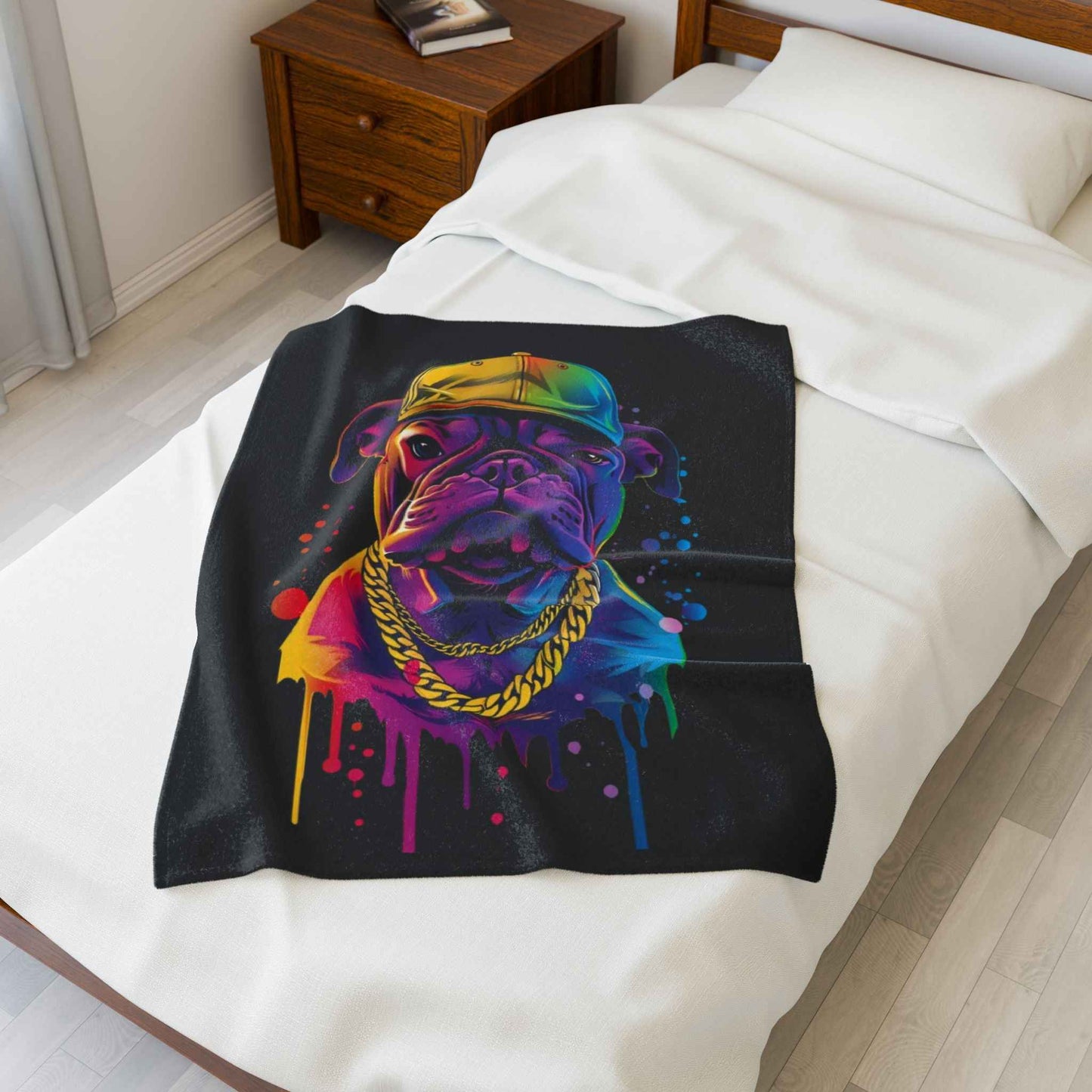 Vibrant Dog-Themed Plush Blanket