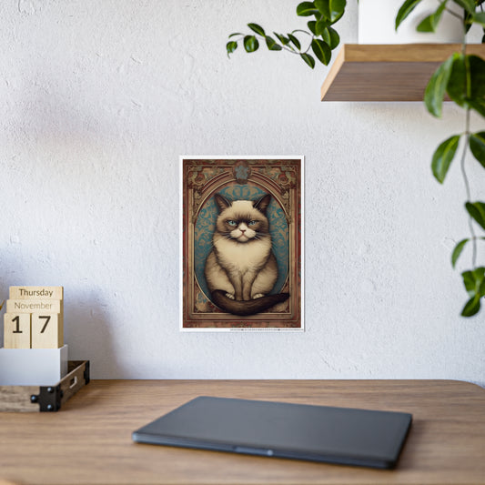 Glossy Cat Art Poster Print, Vintage Style Wall Decor - VYBE Shop