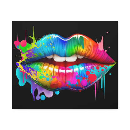 Neon Lip Art Canvas Wall Decor, Vibrant Lips Art, Pop Art Canvas, Home Decor, Gift for Art Lovers, Colorful Wall Art - VYBE Shop