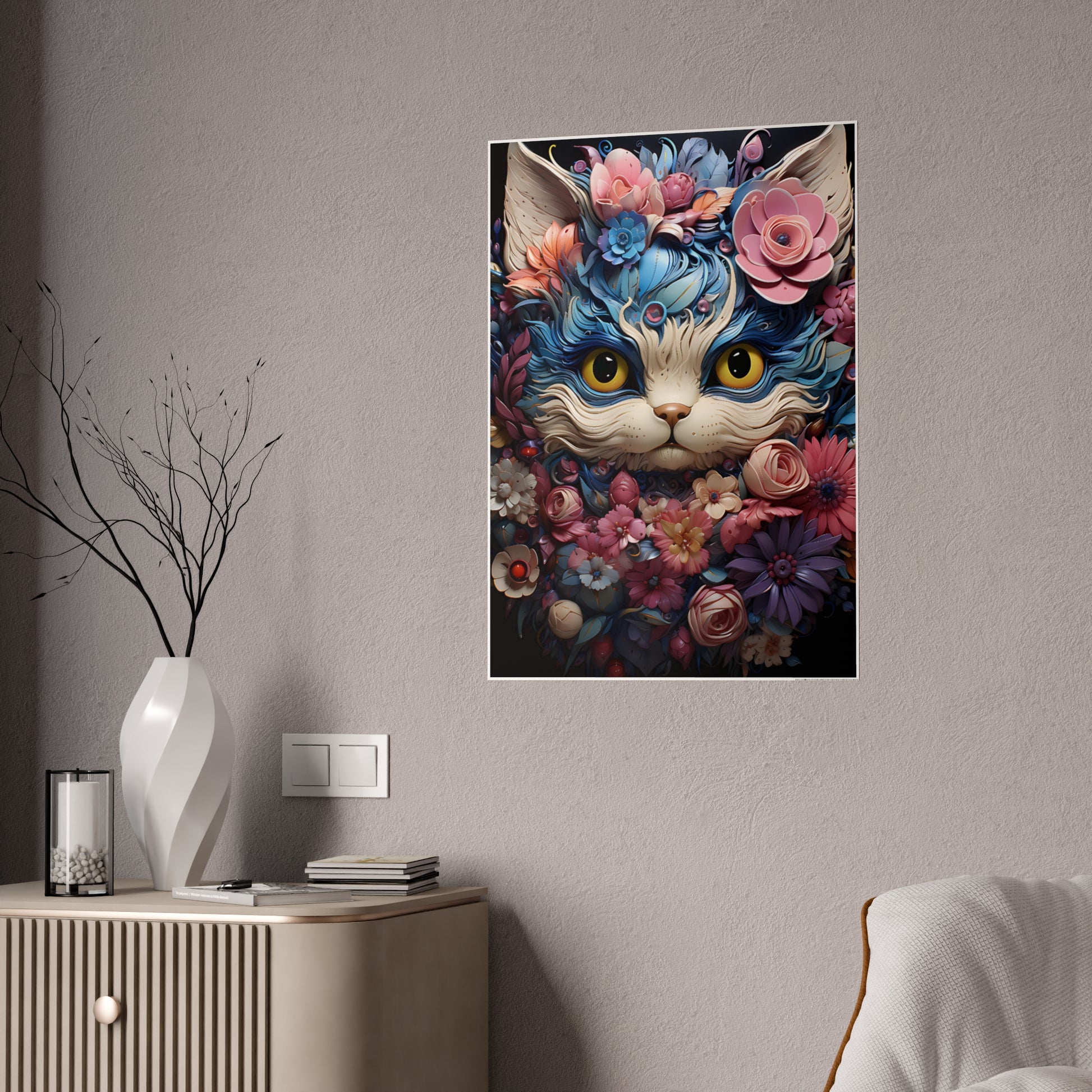 Colorful Cat Art Poster for Whimsical Wall Decor - A Perfect Home Accent - VYBE Shop