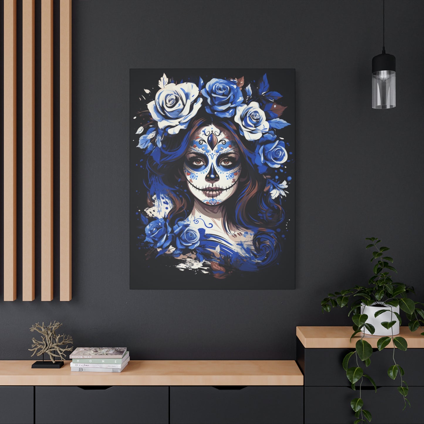 Vibrant Sugar Skull Canvas Art, Day of the Dead Decor, Wall Art, Gift for Art Lovers, Unique Home Decoration, Boho Style Art - VYBE Shop