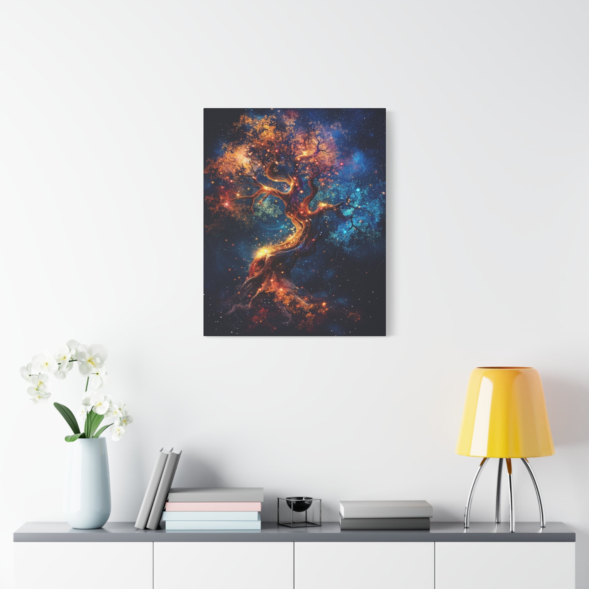 Galactic Tree Canvas Print, Vibrant Cosmic Art, Home Décor, Gift for Nature Lovers, Unique Wall Art, Space-Themed Decoration - VYBE Shop