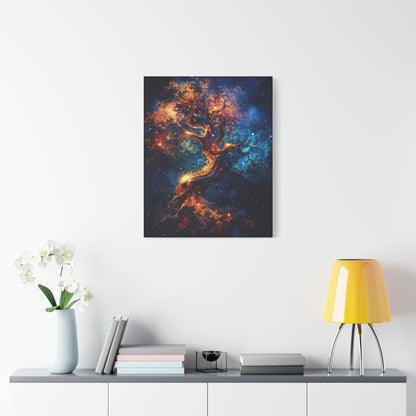Galactic Tree Canvas Print, Vibrant Cosmic Art, Home Décor, Gift for Nature Lovers, Unique Wall Art, Space-Themed Decoration - VYBE Shop
