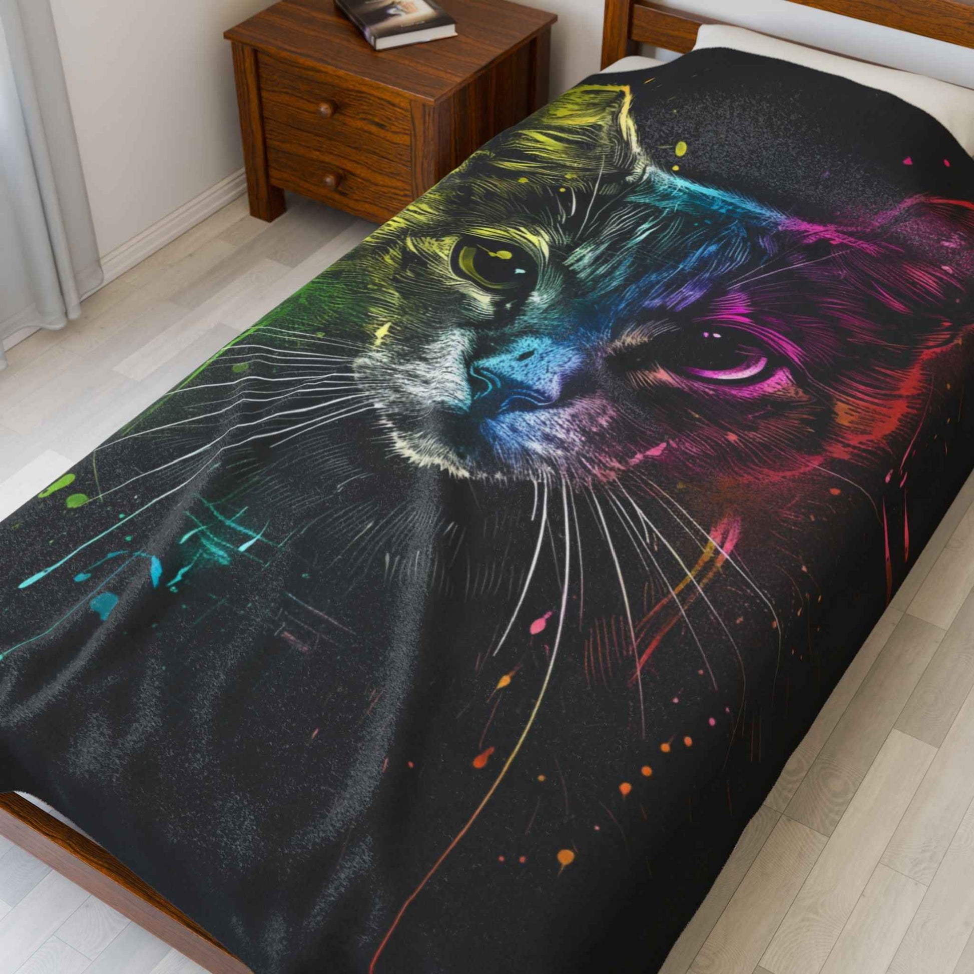 Rainbow Cat Blanket - Cozy Plush Throw for Cat Lovers